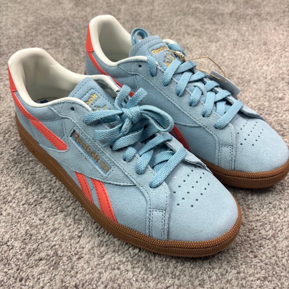 NWT- Reebok Club C Grounds women's sneakers blue suede/coral size 9